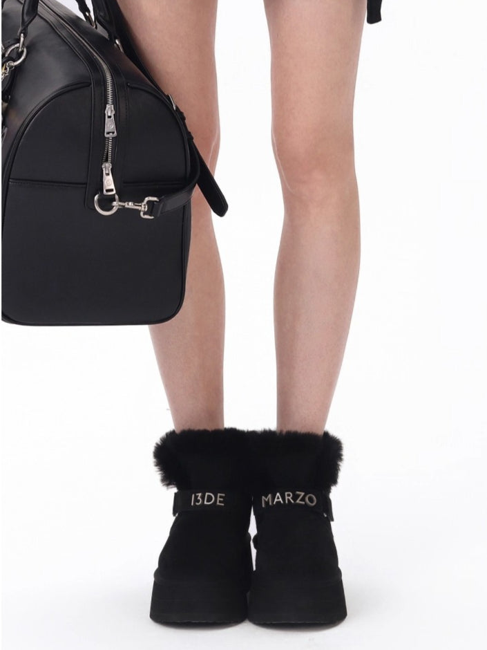 Plush Lined Short Ankle Snow Boots