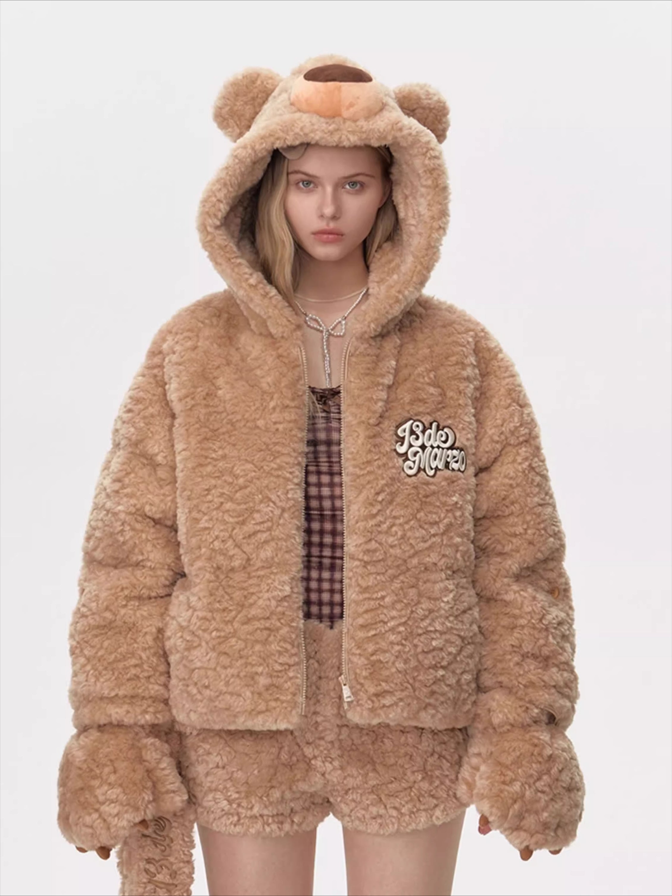 13DE MARZO Convertible Plush Teddy Down Jacket – CHINASQUAD