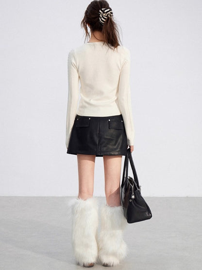 Dual-Layer Cable-Knit Long-Sleeve Turtleneck