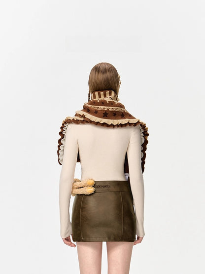 Layered Knit Cake Scarf