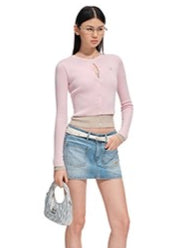 Lugano Wool Blend Contrast Layered Knit Cardigan