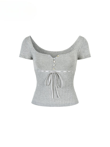 Bowknot Lyocell Knit T-shirt - CHINASQUAD