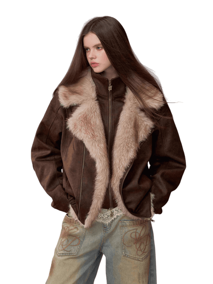 Faux Fur Collar Padded Two-in-One Jacket
