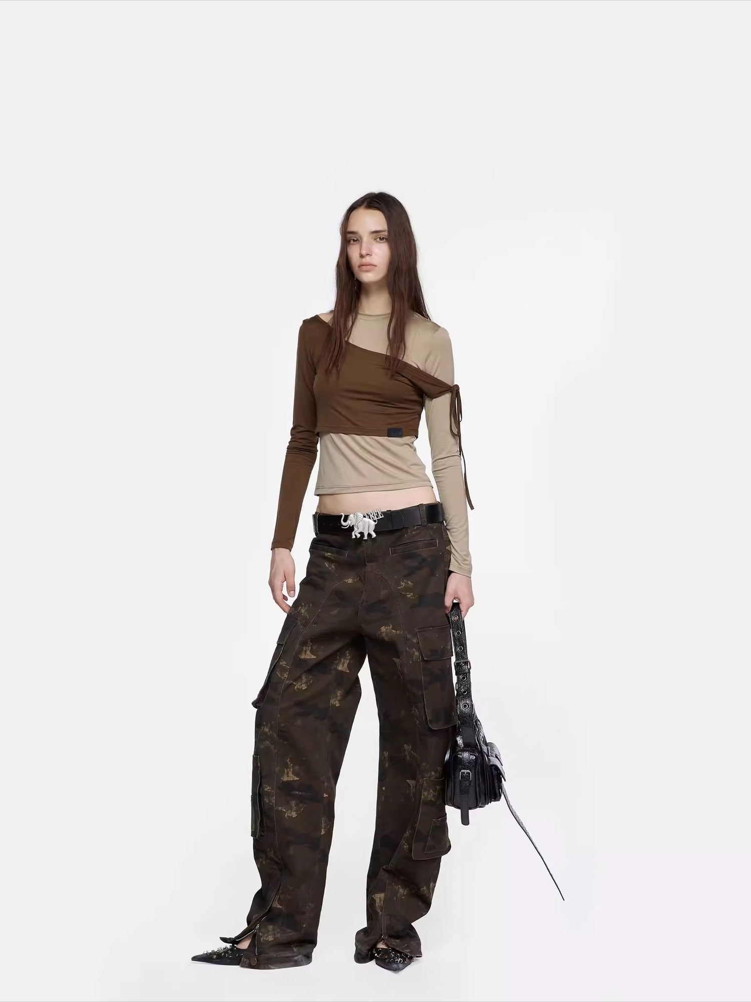 Faux Two-Piece Slim-Fit Long-Sleeve