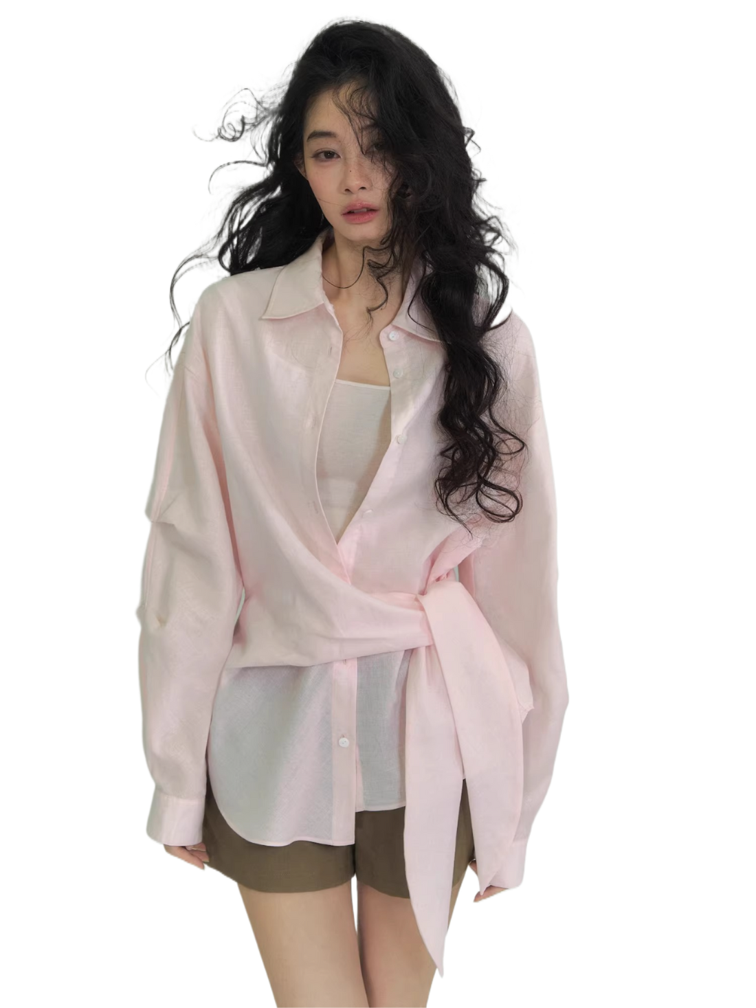 Airy Tie-Front Wrap Shirt