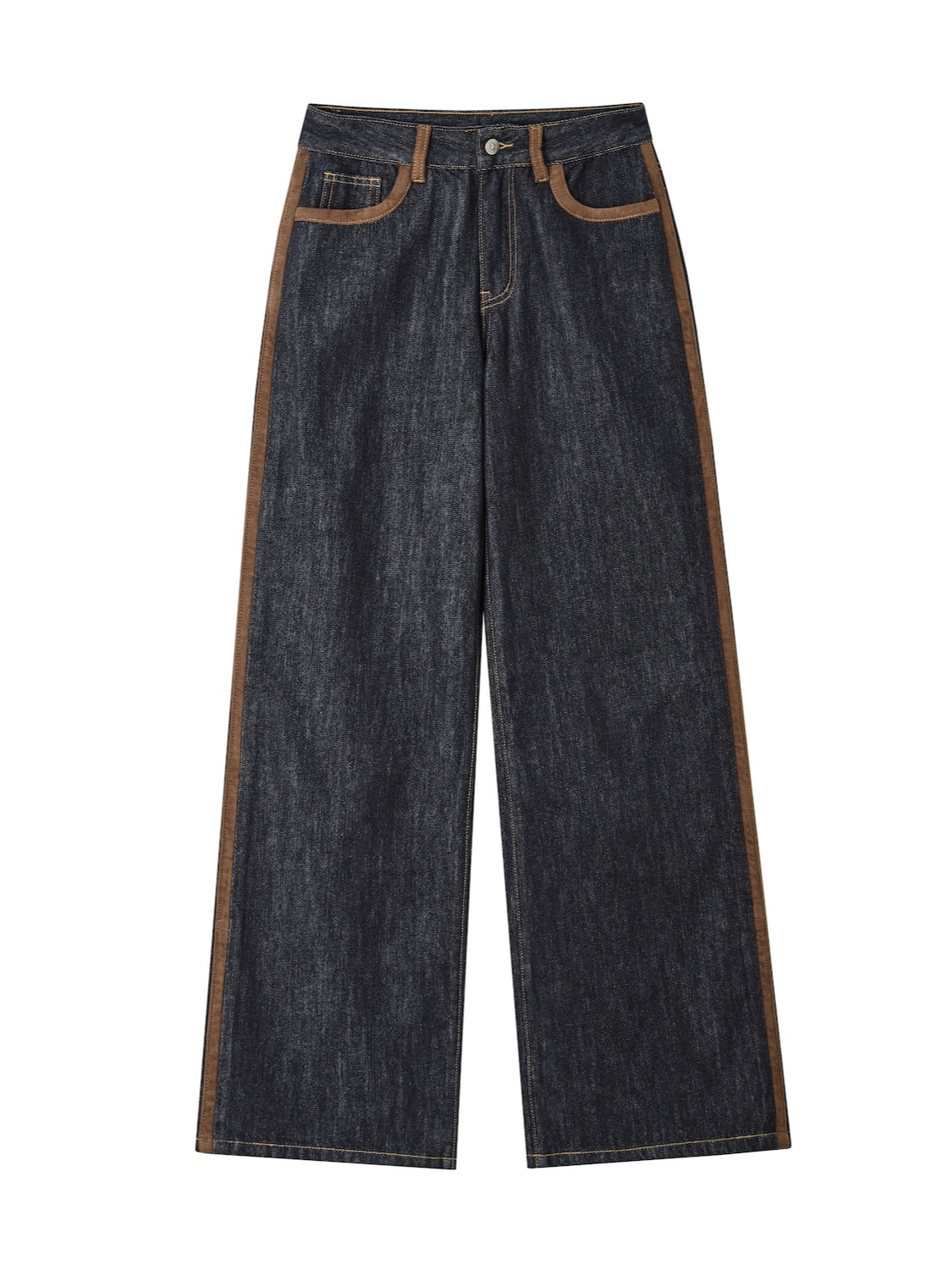 Suede-Trim Casual Jeans