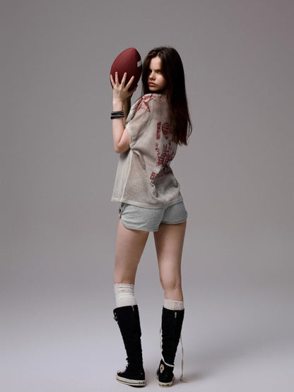 Contrast Logo Vintage Printed Rugby Jersey Shirt