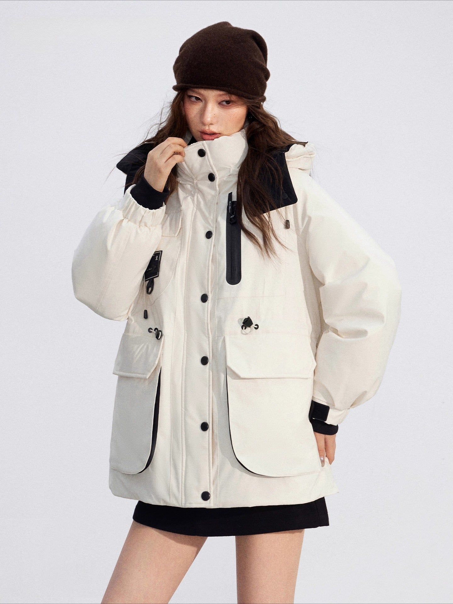 Colorblock Down Parka Jacket