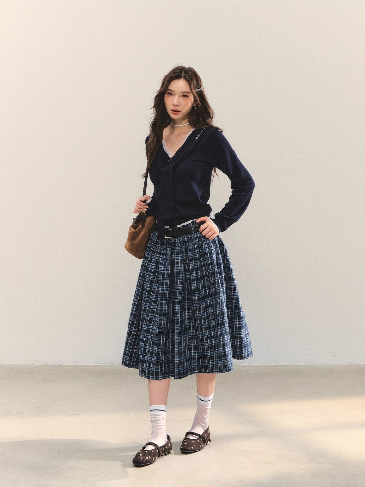 Lace Splicing Strappy Knitted Cardigans