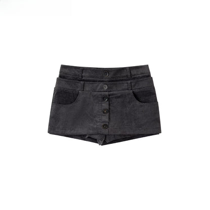 Corduroy Multi-Waistband Mini Skirt