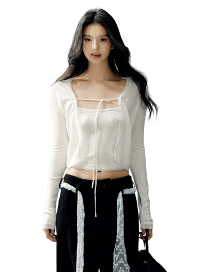 Sheer Shirt &amp; Inner Layer Two-Piece Set