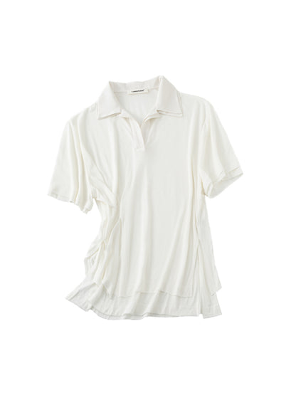 Oversized Fake Two-piece Polo Shirt