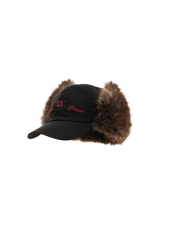 Embroidered Fur Baseball Cap