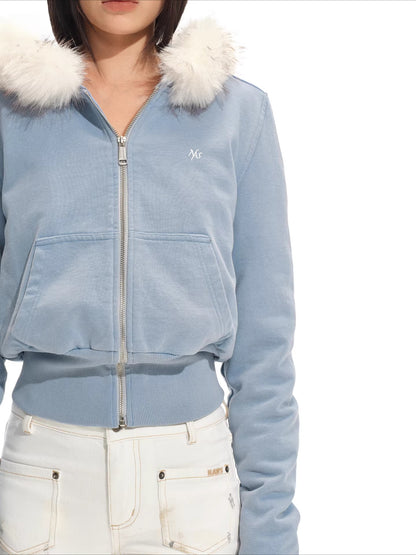 Faux Fur Collar Hooded Cotton Jacket