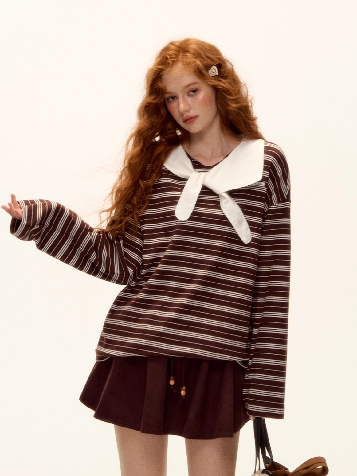 Bow-Tie Striped Long-Sleeve T-Shirt