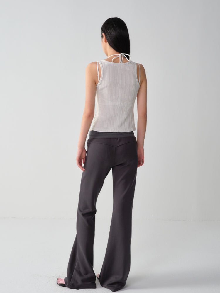 U-Neck Sleeveless Silver-Thread Tank Top