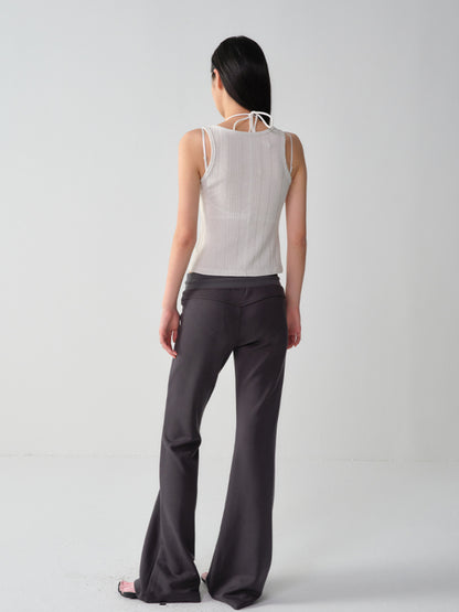 U-Neck Sleeveless Silver-Thread Tank Top