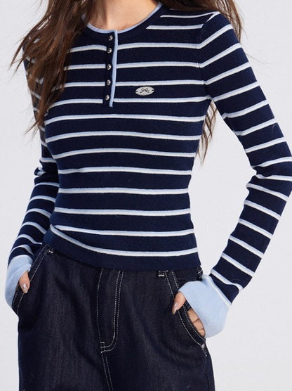 Contrast Striped Wool-Blend Knit Turtleneck