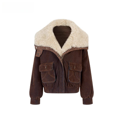 Velvet Fusion Oversized Faux Fur Down Jacket