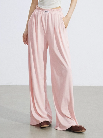 Lace-Trim Flowing Wide-Leg Pants