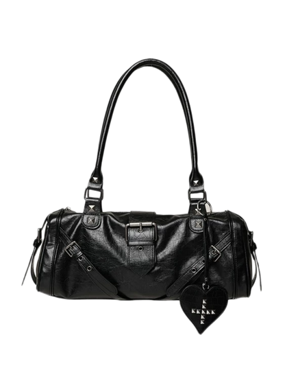 Vintage Rivet-Detail Large Capacity Shoulder Bag