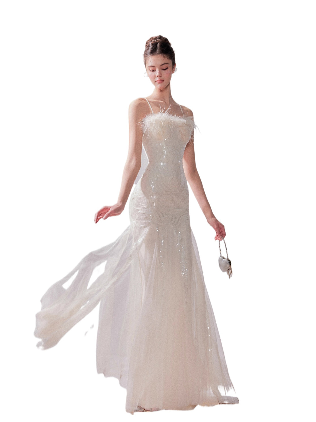 Starlit Pearl Sequin Mesh Mermaid Gown