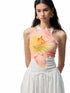 Floral Print Rhinestone Vest - CHINASQUAD