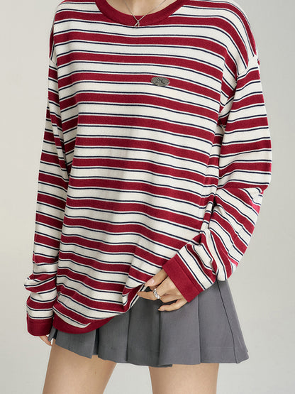 Striped Contrast Loose Knit Sweater