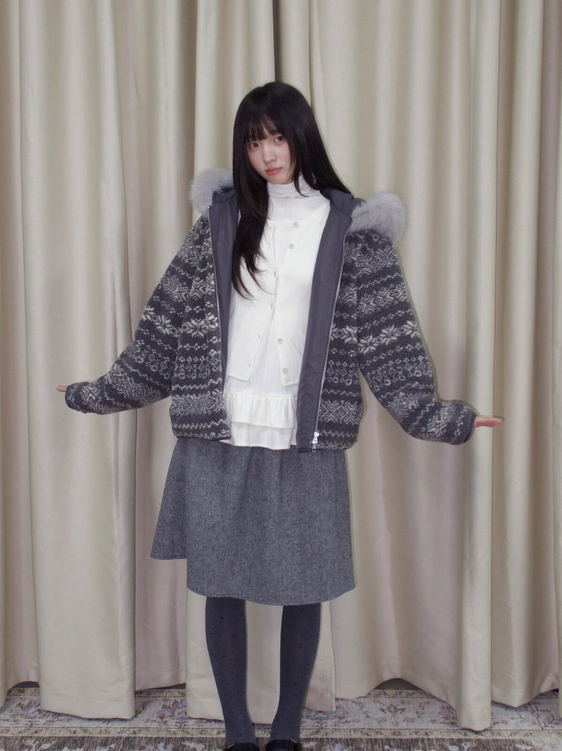 Wool-Blend High-Waist Midi Skirt