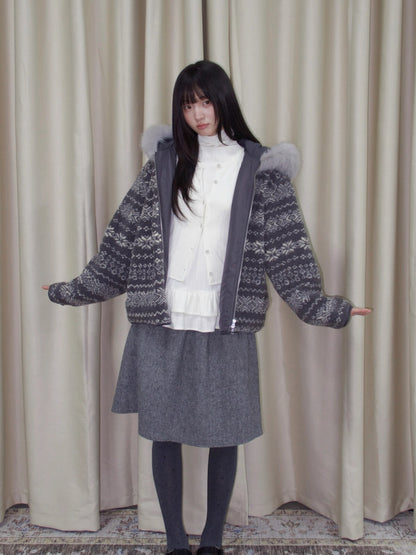 Wool-Blend High-Waist Midi Skirt