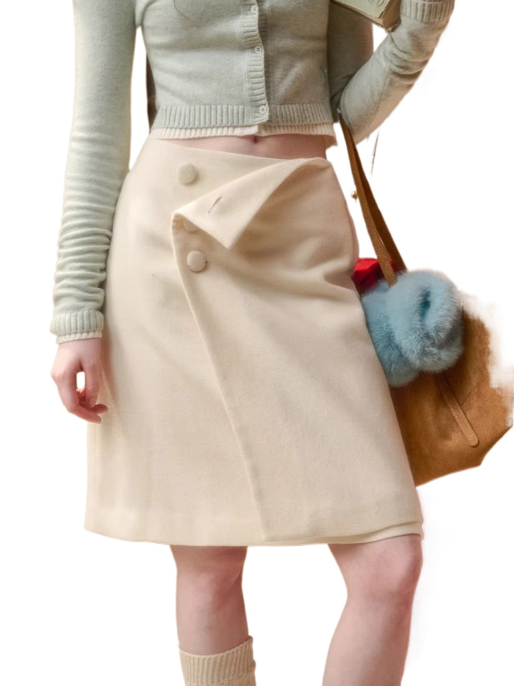 Fluffy Wool-Blend Knit Skirt