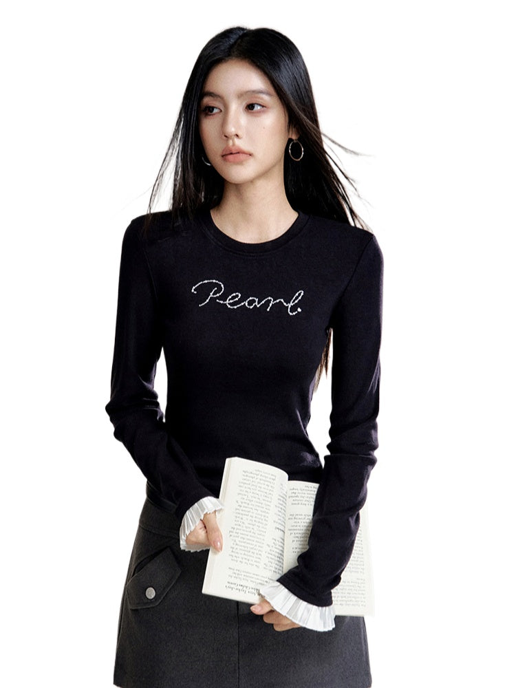 Lace-Trim Long-Sleeve T-Shirt