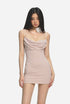 Pink Sheath Satin-Lace Paneled Dress - CHINASQUAD