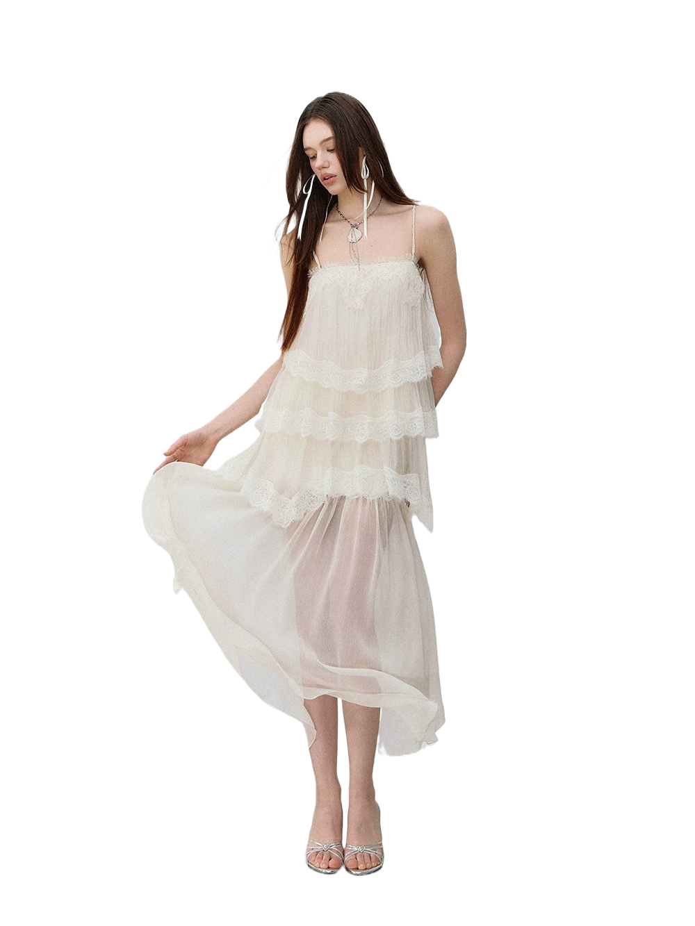 Ethereal Layered Ruffle Camisole &amp; Midi Skirt Set
