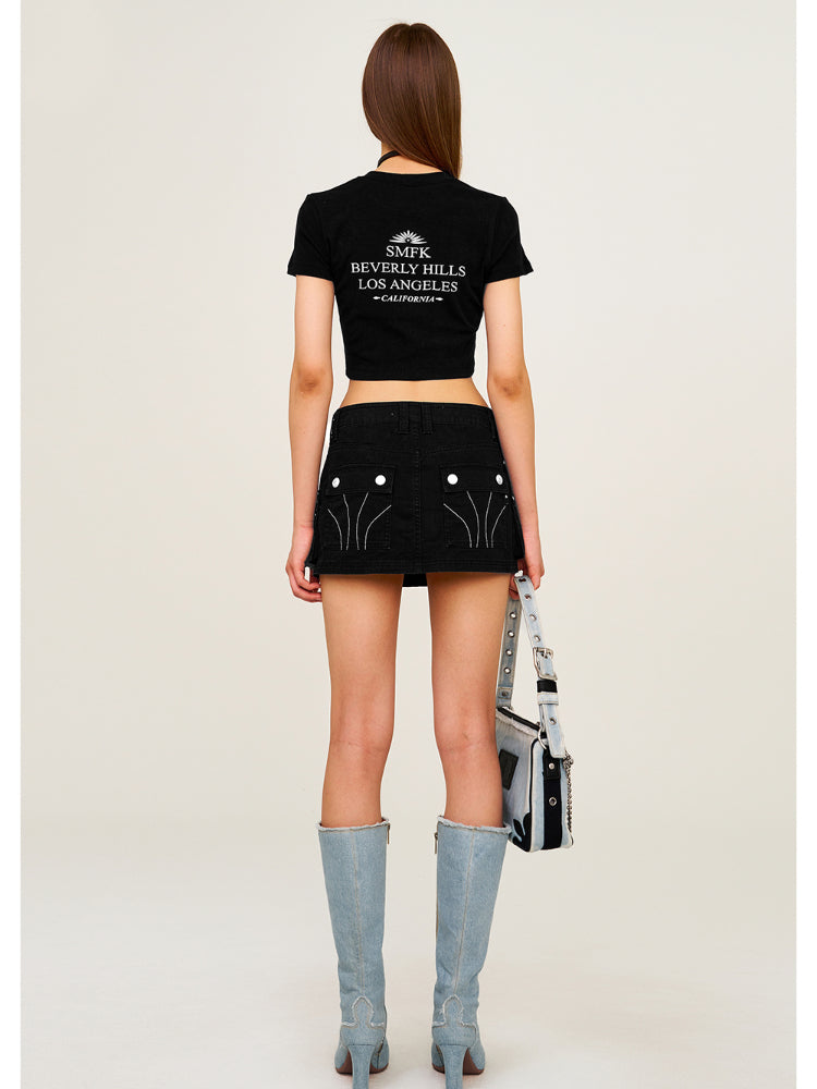 Low Waist Large Pocket Skirt