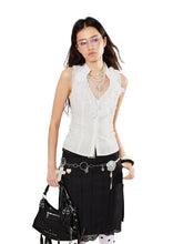 Lace Love Embroidery Polka Dot V-Neck Tank Top - CHINASQUAD