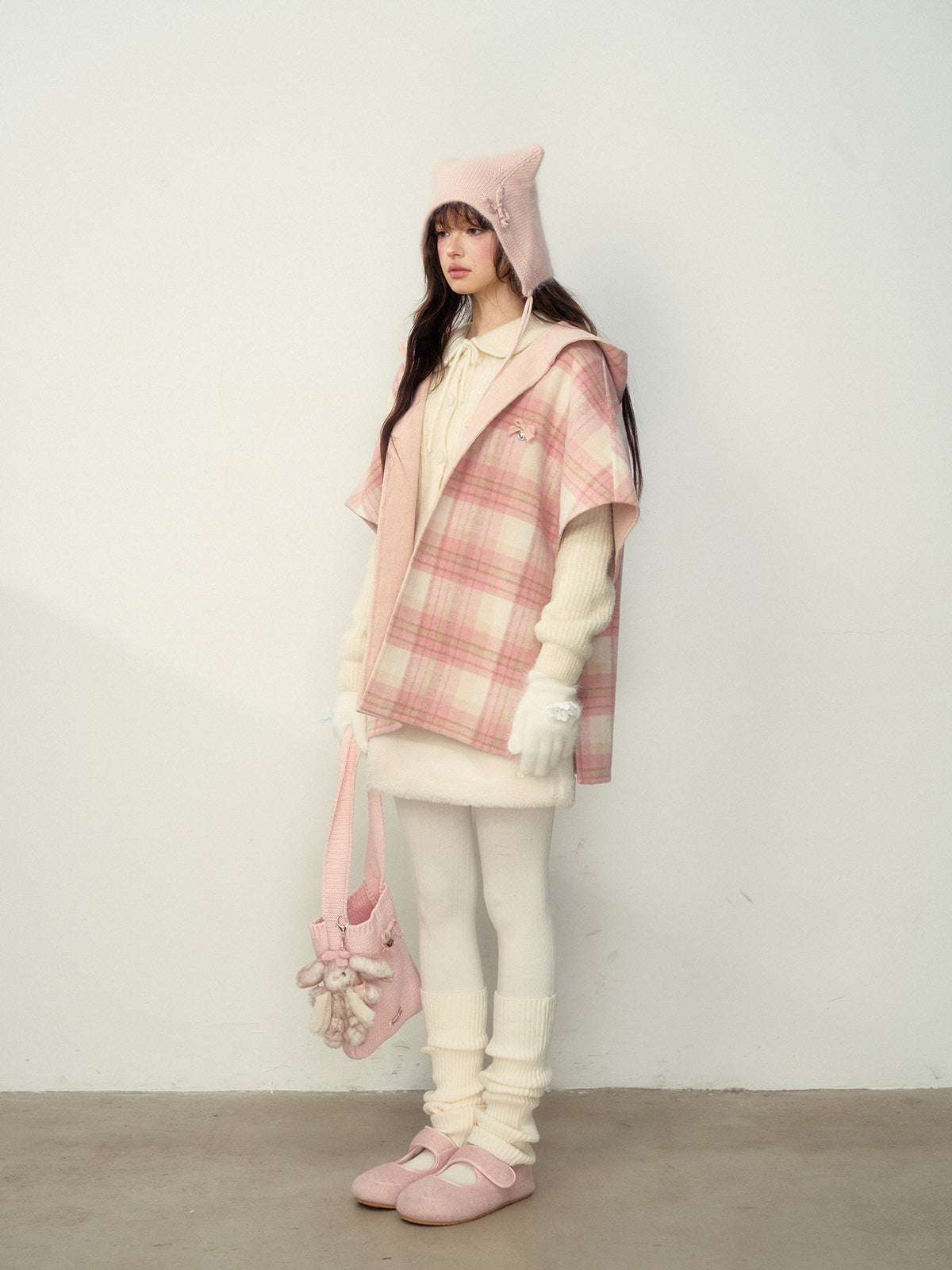 Wool Double-Sided Hooded Cape Coat