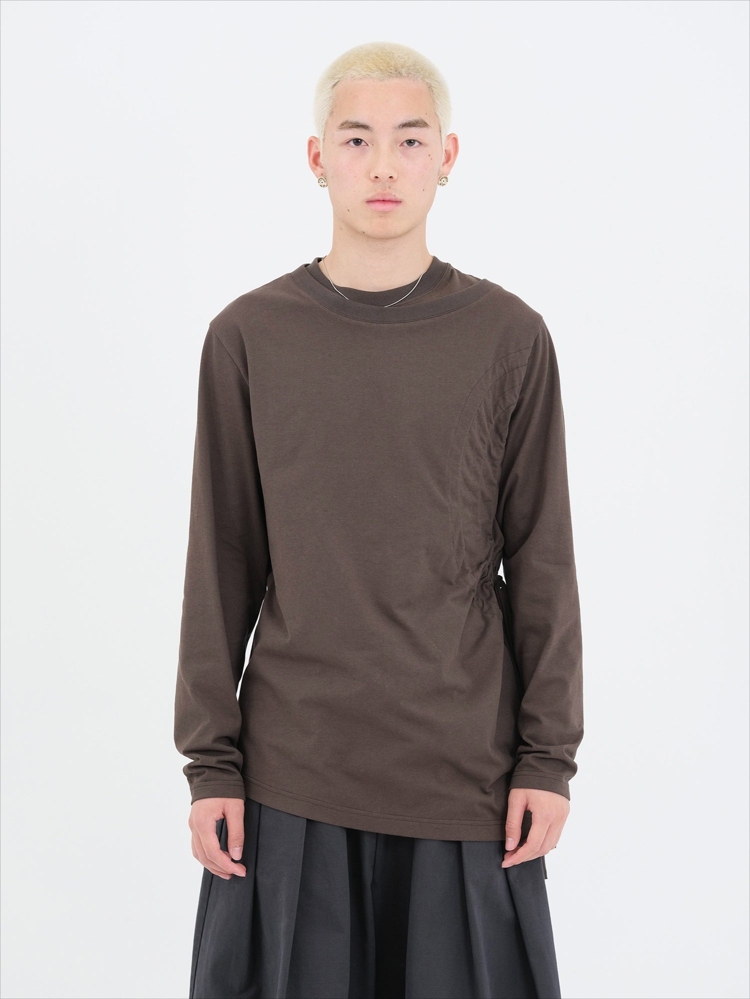 Ochre &amp; Light Brown Drawstring Long-Sleeve T-Shirt