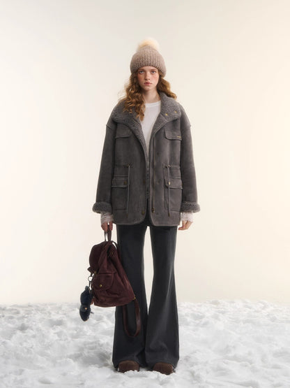 Asgony Asymmetric Layered Flare Knit Pants