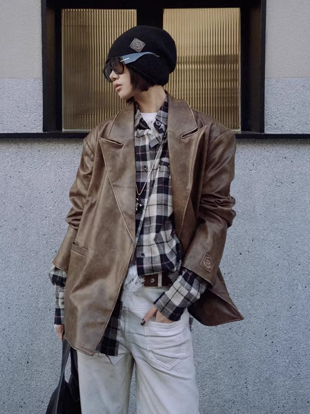 Plaid Oversized Long-Sleeve Shirt