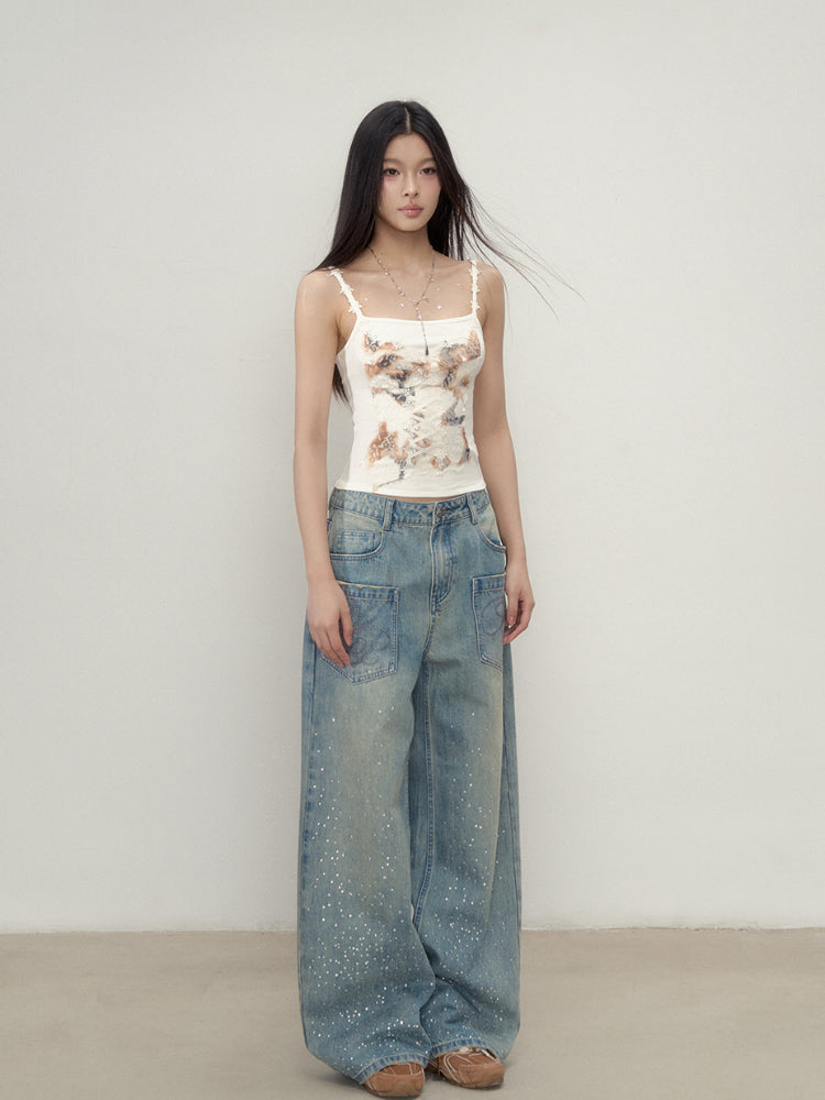 Off-white Lace Panel Camisole