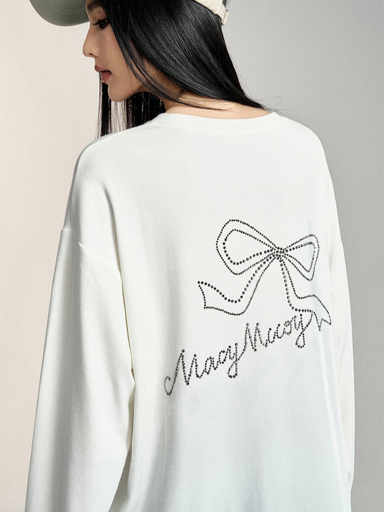 Black &amp; White Embellished Butterfly Bow T-shirt