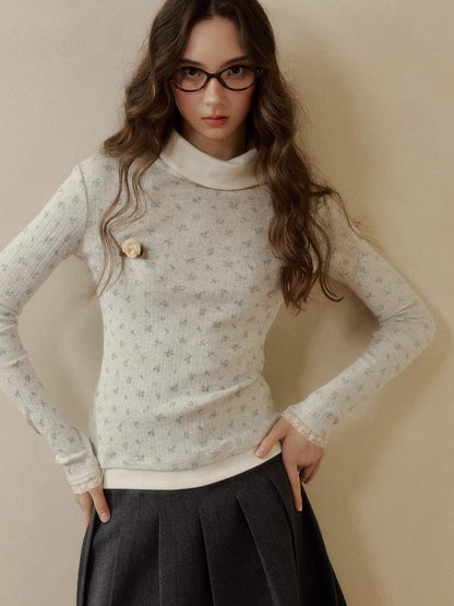 Knit Polo-Collar Long Sleeve T-Shirt