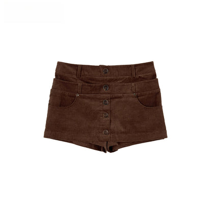Corduroy Multi-Waistband Mini Skirt