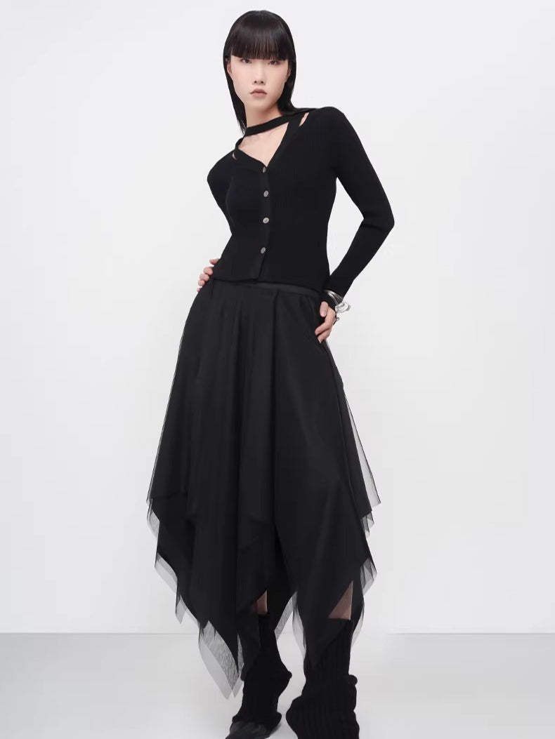 Vintage Wool Halter-Tie Cardigan Knit Top