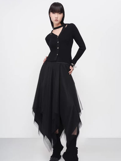 Vintage Wool Halter-Tie Cardigan Knit Top