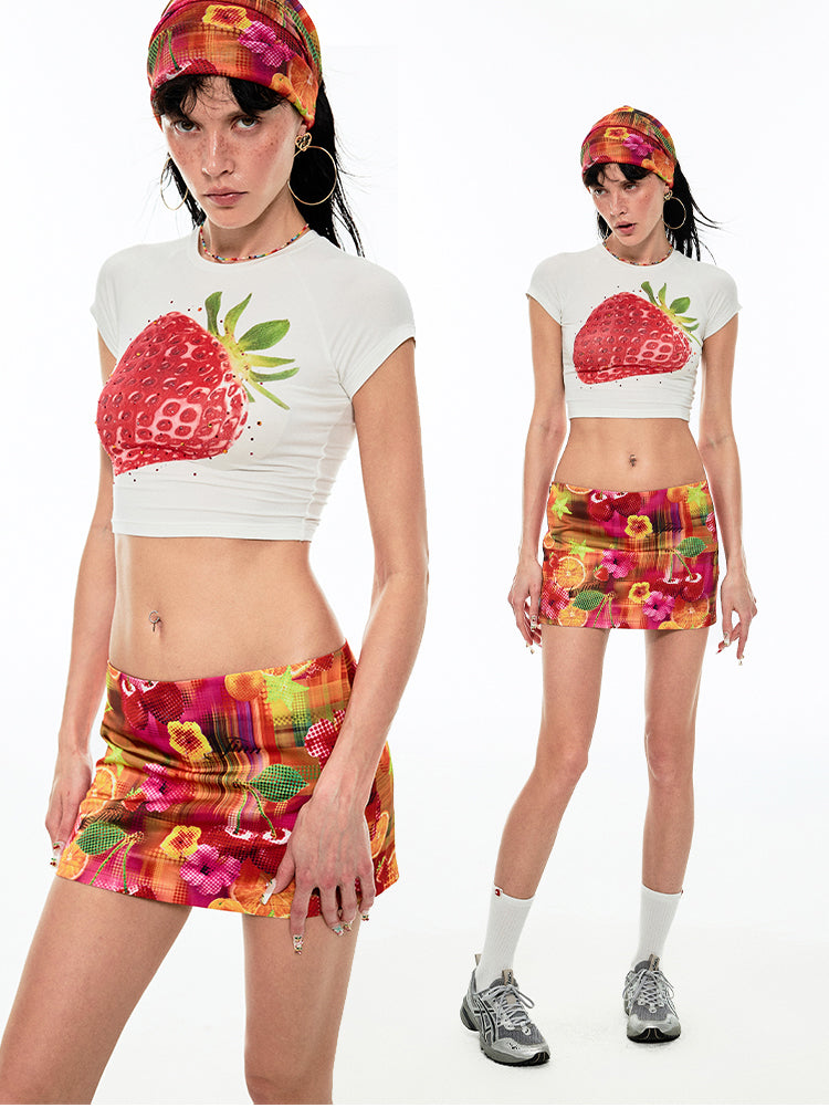 Fruit Printed Bodycon Mini Skirt - CHINASQUAD