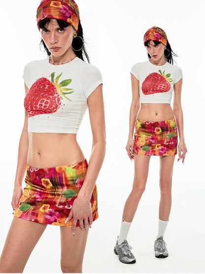 Fruit Printed Bodycon Mini Skirt - CHINASQUAD