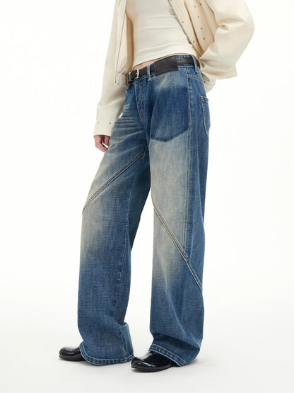 Vintage Washed Wide-Leg Denim Pants