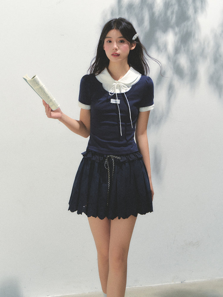 Embroidered Elastic Waist Skirt - CHINASQUAD